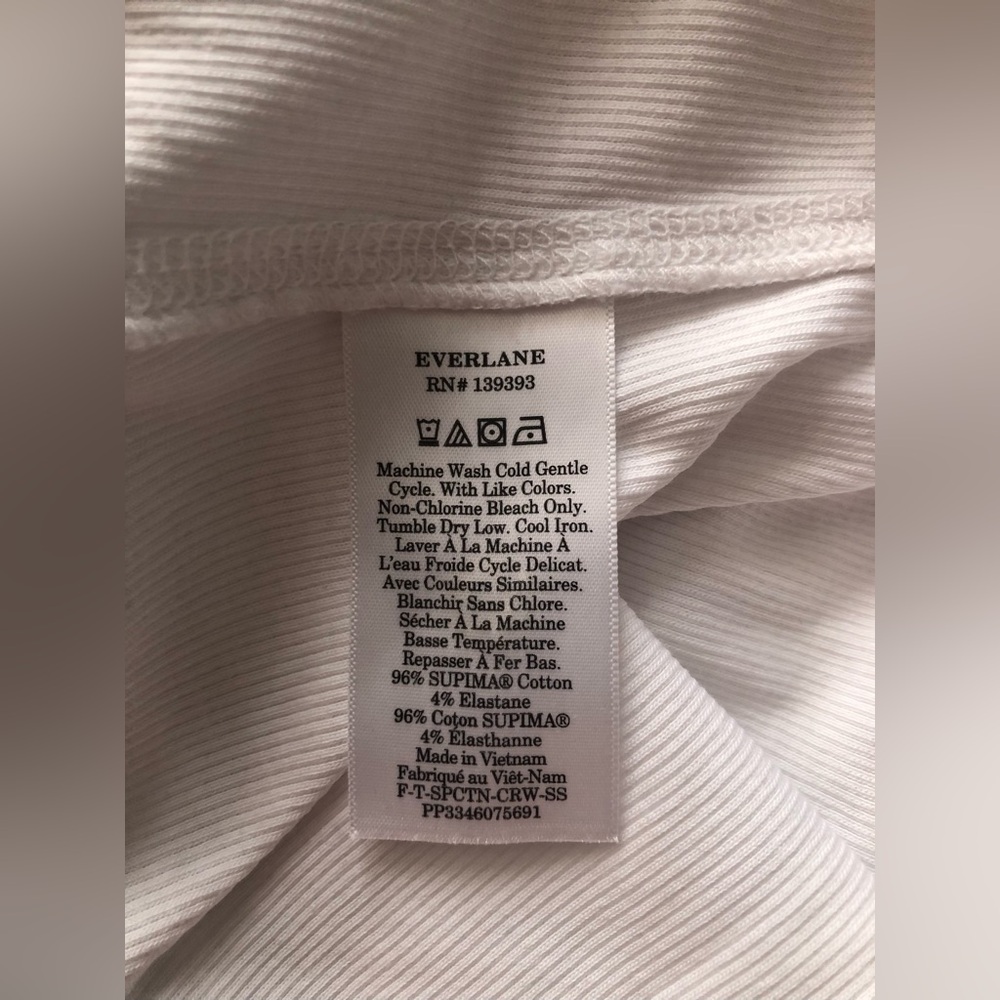 New Everlane The Luxe Rib Crew Top White Medium Short Sleeve - Picture 14 of 14